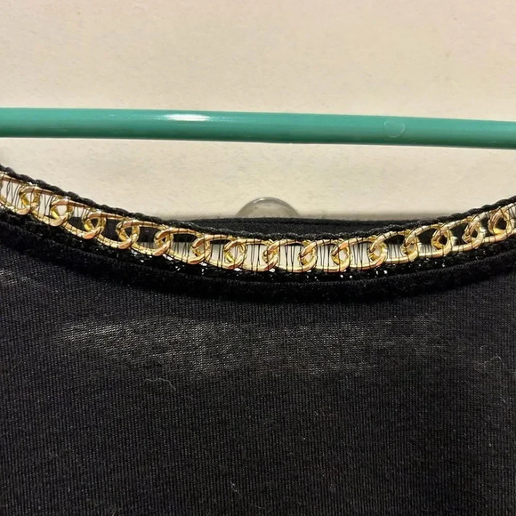 Fab’rik‎ Black Dressy T Shirt with Gold Trim size Large - Picture 3 of 7